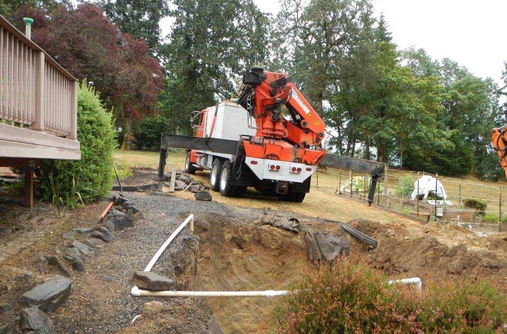 truck delivery of concrete septic tank